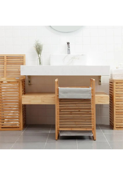 Bambu Kirli Sepetli Banyo Düzenleyici Çamaşır Sepeti JW-20290
