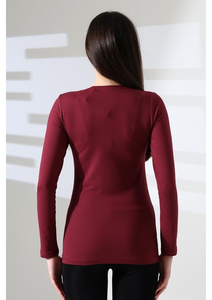 Uzun Kol Bisiklet Yaka Penye Kompakt Body 19646 Bordo fırsatları