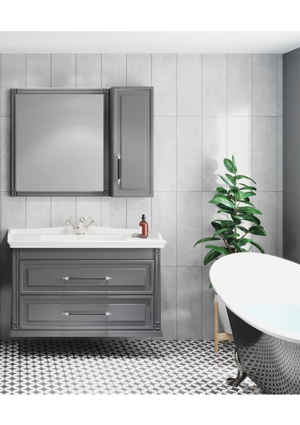 Denko Albatros 100 cm Albatros Gri Banyo Dolabı