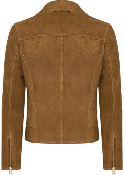 Alba Kadın Camel Biker Süet Deri Ceket 24WGD528210