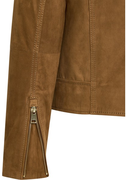 Alba Kadın Camel Biker Süet Deri Ceket 24WGD528210