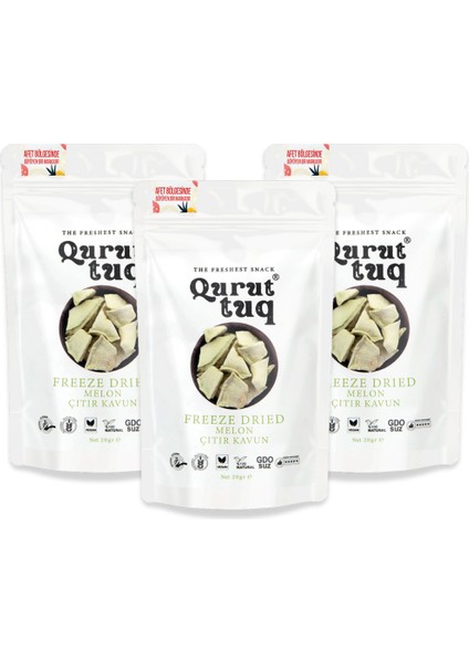 3'lü Paket Çıtır Kavun - Dondurularak Kurutulmuş Meyve 3x20 Gr