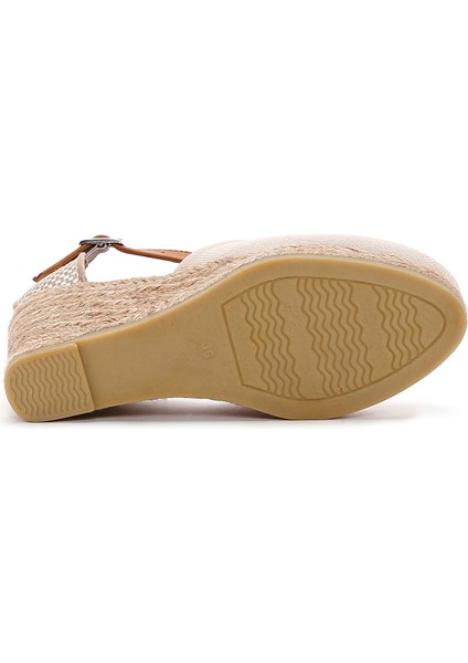 Kadın Bej Bilekten Bantlı Dolgu Topuklu Espadril 25SFD20586F