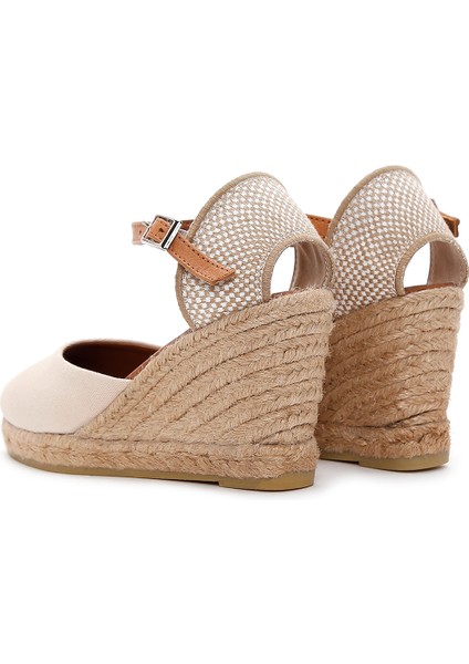 Kadın Bej Bilekten Bantlı Dolgu Topuklu Espadril 25SFD20586F