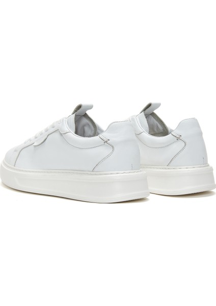 Erkek Beyaz Bağcıklı Deri Sneaker 25SFD610418