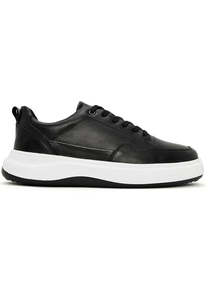 Erkek Siyah Bağcıklı Deri Sneaker 25SFD660618