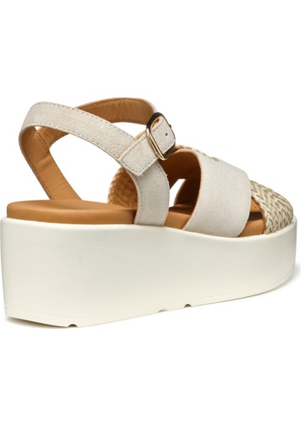 Kadın Bej D Xand 2.2s A - Suede Bilekten Tokalı Dolgu Topuklu Deri Sandalet D55M1B00022C6738 fırsatları