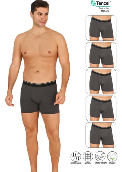 Özkan 11256 5'li Paket Erkek Modal Pamuklu Esnek Yumuşak Boxer Şort