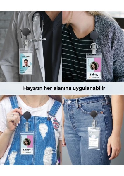 Yaka Kartı ve Yoyo Seti Geri Çekilebilir , Su Geçirmez Şeffaf Kimlik Koruyucu Yaka Kartı Askısı modelleri