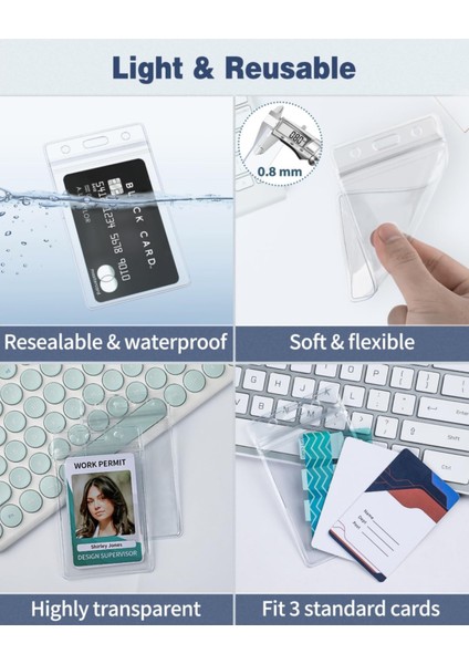Yaka Kartı ve Yoyo Seti Geri Çekilebilir , Su Geçirmez Şeffaf Kimlik Koruyucu Yaka Kartı Askısı indirimleri