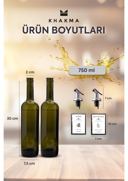 Amber 2'li 750 ml Zeytinyağı Sirke Şişesi Yağdanlık Yağlık 750-BZ-BS modelleri