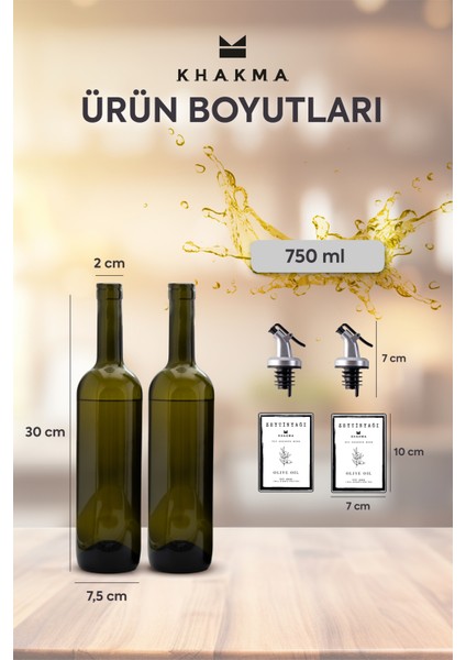 Amber 2'li 750 ml Zeytinyağı Şişesi Yağdanlık Yağlık 750-BZ-BZ modelleri