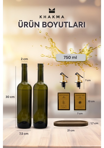 Ahşap Stantlı Amber Gold 2'li 750 ml Zeytinyağı Sıvıyağ Şişesi fiyatları