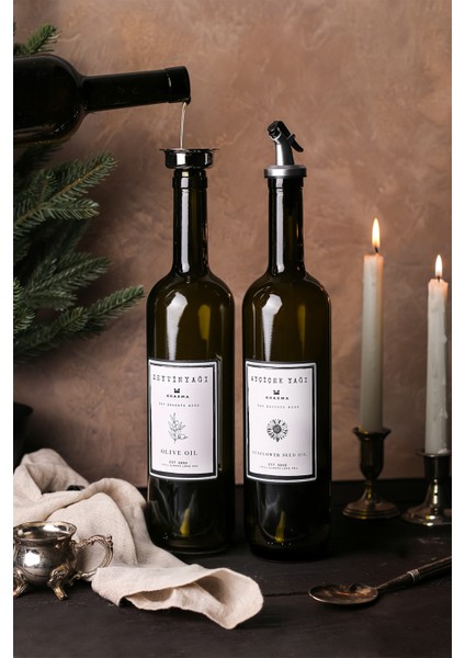 Amber 2'li 750 Ml. Zeytinyağı Sıvıyağ Şişesi Yağdanlık Yağlık Stantsız 750-BB modelleri