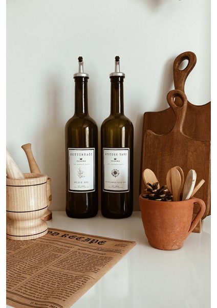 Amber 2'li 750 Ml. Zeytinyağı Sıvıyağ Şişesi Yağdanlık Yağlık Stantsız 750-BB