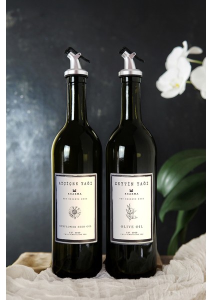 Amber 2'li 750 Ml. Zeytinyağı Sıvıyağ Şişesi Yağdanlık Yağlık Stantsız 750-BB