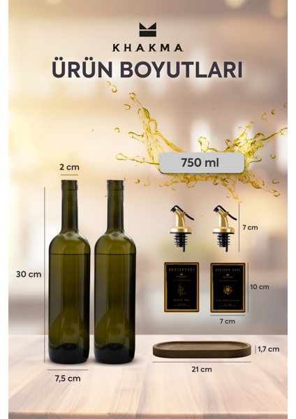 Ahşap Stantlı Amber Siyah Gold 2'li 750 ml Zeytinyağı Sıvıyağ Şişesi fiyatları