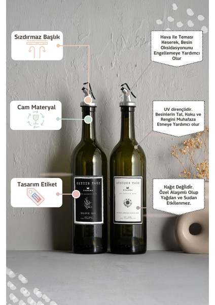 Amber 2'li 750 ml. Zeytinyağı Sıvıyağ Şişesi Yağdanlık Yağlık Stantsız 750-SB-BZ fiyatları