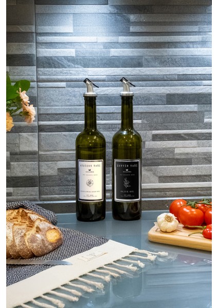 Amber 2'li 750 ml. Zeytinyağı Sıvıyağ Şişesi Yağdanlık Yağlık Stantsız 750-SB-BZ