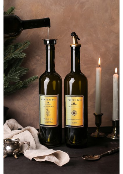 Amber Gold 2'li 750 ml Zeytinyağı Sıvıyağ Şişesi Yağdanlık Yağlık 750GOLD indirimleri
