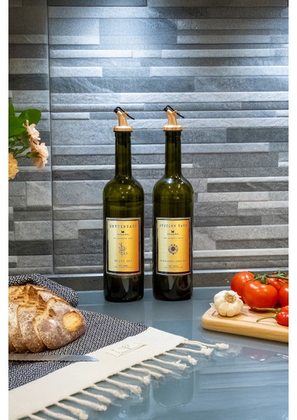 Amber Gold 2'li 750 ml Zeytinyağı Sıvıyağ Şişesi Yağdanlık Yağlık 750GOLD