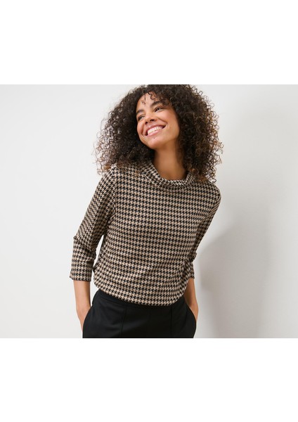 3/4 Kollu Sweatshirt, Kazayağı Deseni