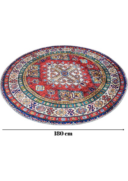 Otantik Kilim Desenli 180 cm Çap Büyük Boy Etnik Yuvarlak Dijital Baskı Halı fırsatları