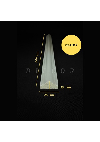 Dekoratif Boyanabilir 20 Adet 2,5 cm Polistren Duvar Çıtası