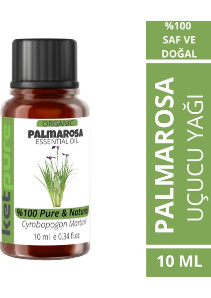 Organik Içerikli Palmarosa Uçucu Yağı 10 ml Palmarosa Essential Oil
