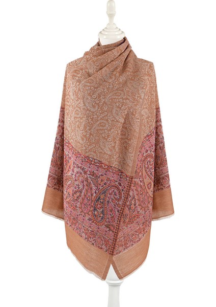 Narçiçeği Bordür Desenli Yün Şal