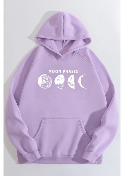 Unisex Moon Phases Baskılı Sweatshirt