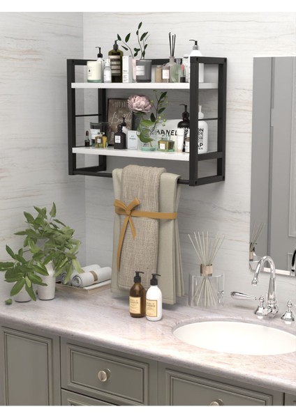 2 Raflı Metal Düzenleyici Havluluk Baharatlık Duvara Monte Banyo Rafı Metal Organizer Çok Amaçlı Raf modelleri