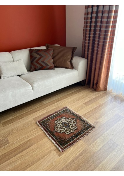 52X59 cm Türk Vintage Küçük Halı, El Dokuma Yün Halı, Ev ve Ofis Için Küçük Alan Halısı, Geleneksel Kayseri Halısı modelleri