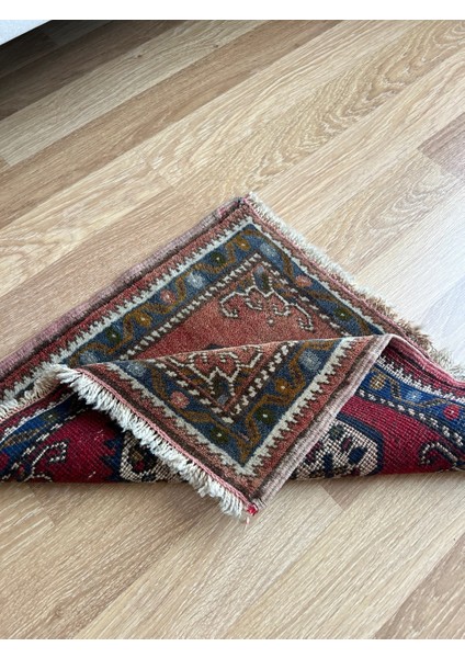 52X59 cm Türk Vintage Küçük Halı, El Dokuma Yün Halı, Ev ve Ofis Için Küçük Alan Halısı, Geleneksel Kayseri Halısı indirimleri