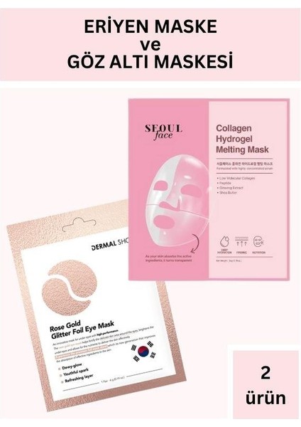 Dermal Kolajen İçerikli Şeffaflaşan Eriyen Maske 34 gr ve Rose Gold Göz Altı Maskesi 4 gr Seti