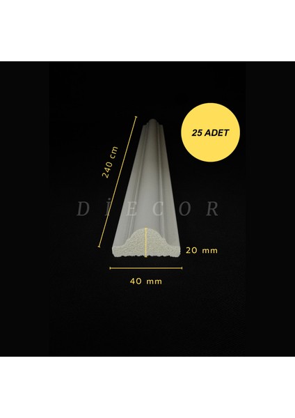 Dekoratif Boyanabilir 25 Adet 4 cm Polistren Duvar Çıtası