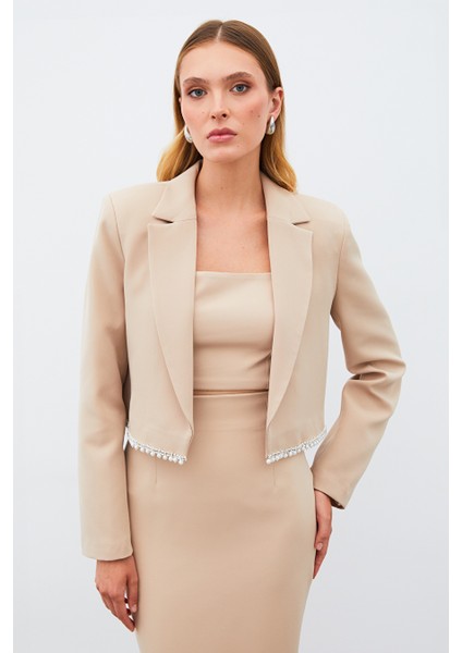 Aksesuarlı Kısa Ceket - Bej Beden: 36 modelleri