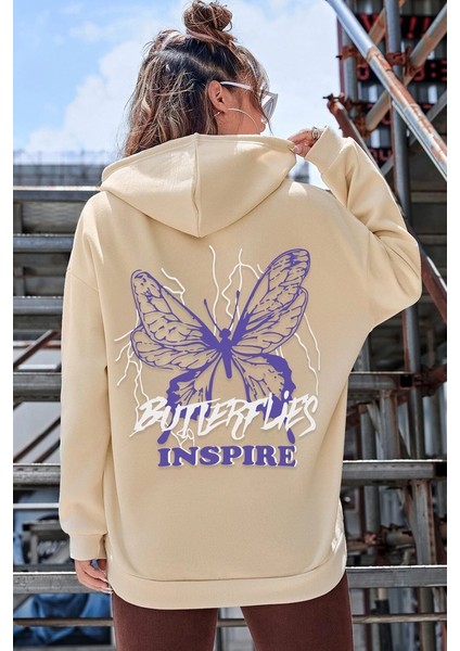 Only Trendwear Unisex Butterfly & Letter Graphic Baskılı Sweatshirt