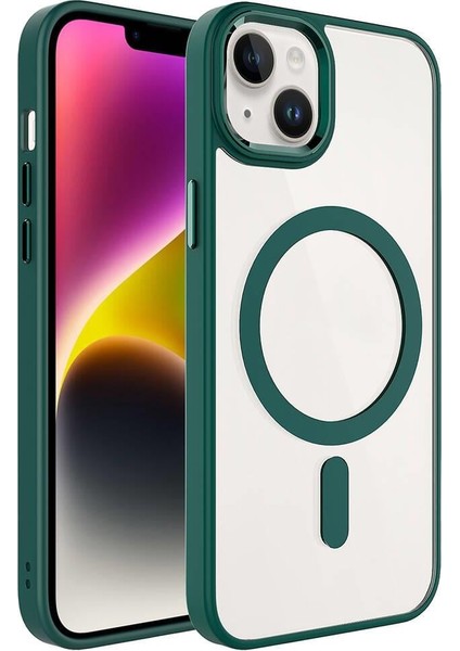 Apple iPhone 13 Kılıf Wireless Şarj Özellikli Krom Magsafe Silikon Kapak