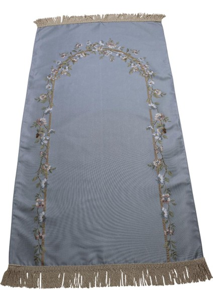 Belıeve Fresh Goblen Jakarlı Dokuma Saten Astarlı Saçaklı Buz Mavi Seccade 70 x 120
