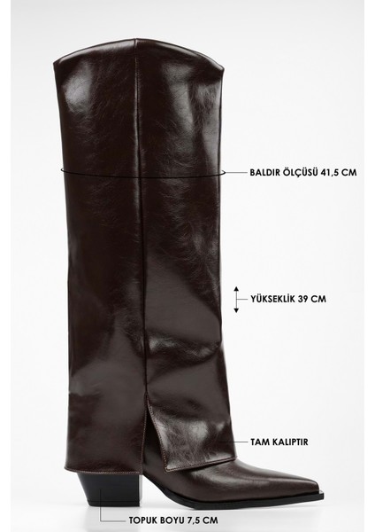 Kadın Texas Kahve Parlak Tozluk Detaylı Kovboy Çizme fiyatları