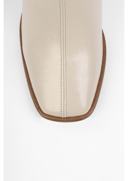 Kadın Talve Bej Parlak Küt Burunlu Topuklu Bot modelleri