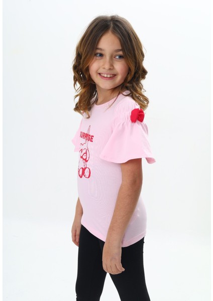 Kız Çocuk Fiyonklu Tavşan Baskılı Tişört fiyatları