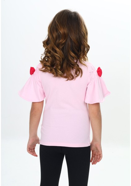 Kız Çocuk Fiyonklu Tavşan Baskılı Tişört fırsatları