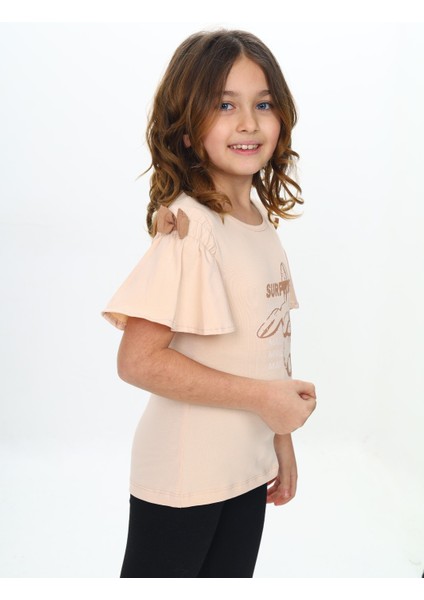 Kız Çocuk Fiyonklu Tavşan Baskılı Tişört fiyatları