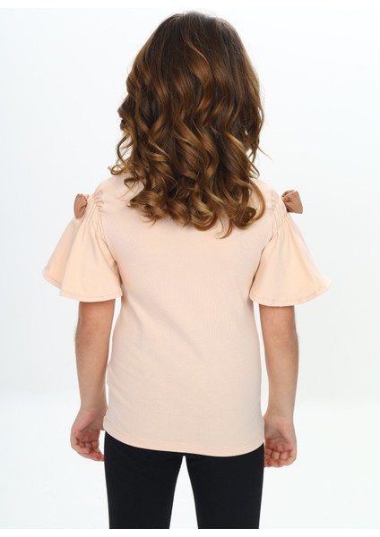 Kız Çocuk Fiyonklu Tavşan Baskılı Tişört modelleri