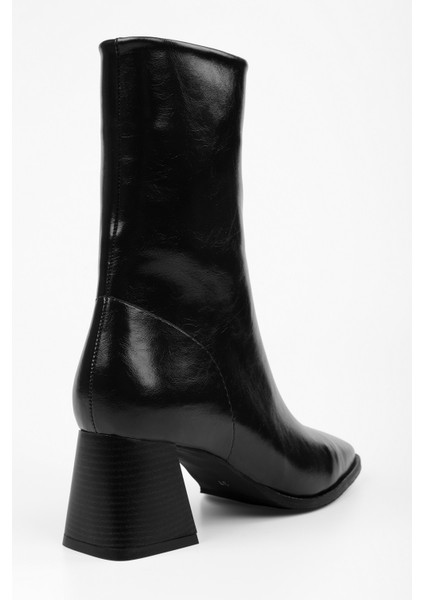 Kadın Talve Siyah Parlak Küt Burunlu Topuklu Bot fırsatları