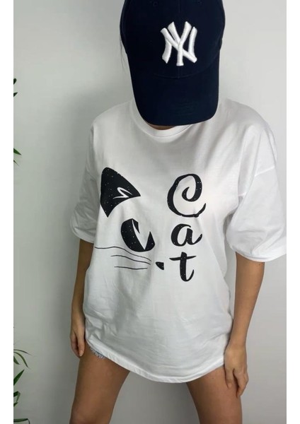 T-Shirt Cat Baskılı