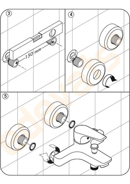 Eca Niobe Banyo Bataryası + Eca Spil Mafsallı Banyo Üst Takım 1f (Duş Başlığı)