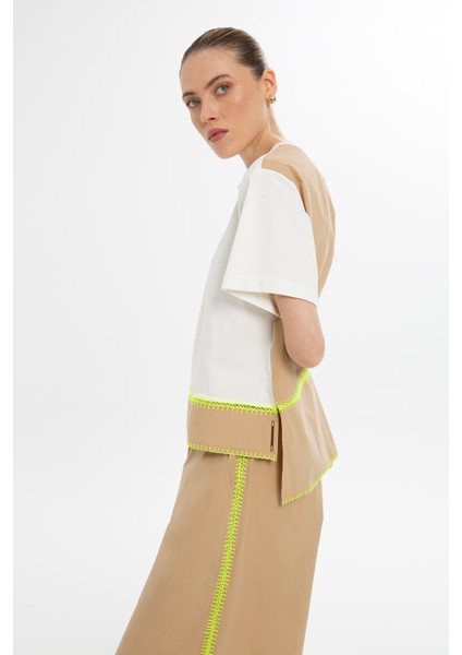 Neon Dikiş Detaylı Ekru Bluz modelleri